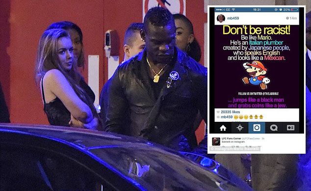 Yahudi Diledek Balotelli via Instagram, FA Siapkan Investigasi